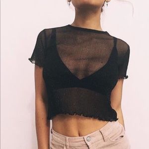 brandy melville sheer sparkle crop top